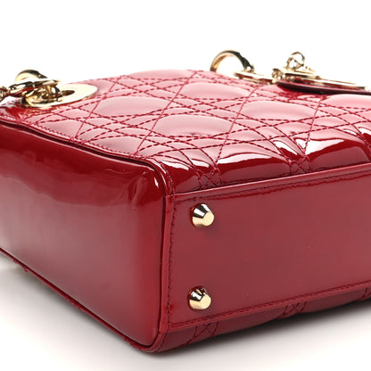 Christian Dior Patent Cannage Mini Lady Dior Rouge Cerise 9 of 11