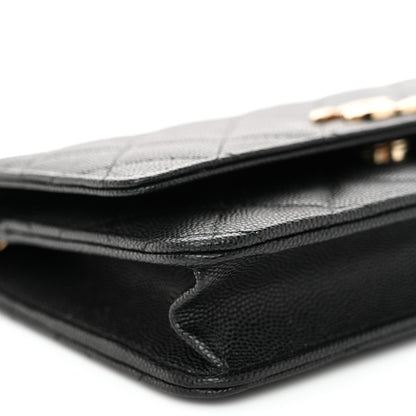 Chanel Caviar Quilted Striated CC Wallet On Chain WOC Black 10 of 11