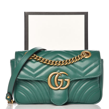 Gucci Calfskin Matelasse Mini GG Marmont Shoulder Bag Emerald Green 8 of 8