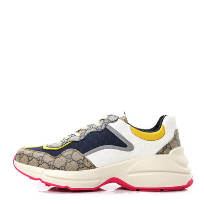 Gucci GG Supreme Monogram Mix Monogram Mens Rhyton Sneakers 10 London Blue Beige Sun Yellow 1 of 8