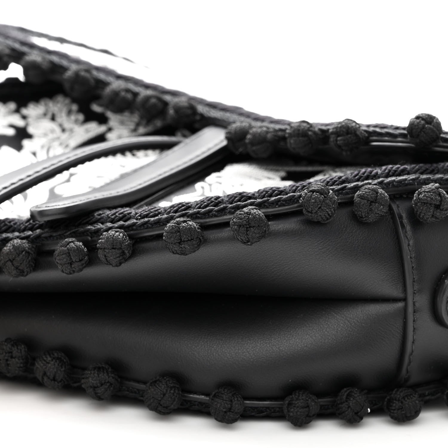 Christian Dior Calfskin Embroidered Saddle Bag Black White 9 of 9