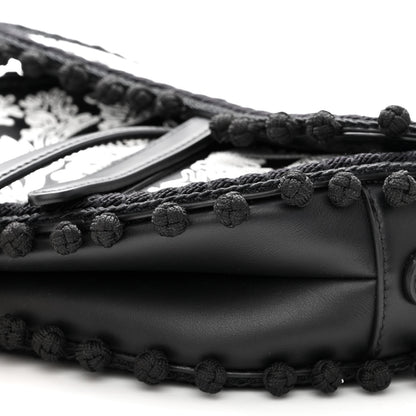 Christian Dior Calfskin Embroidered Saddle Bag Black White 9 of 9