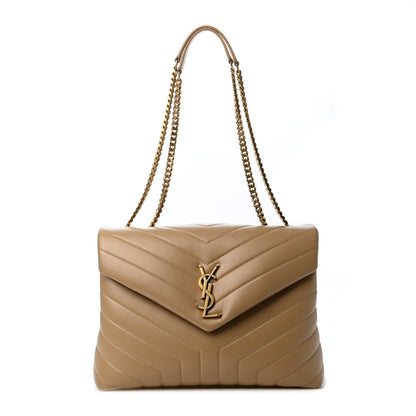 Saint Laurent Calfskin Y Quilted Monogram Medium Loulou Chain Satchel Dark Latte 1 of 4