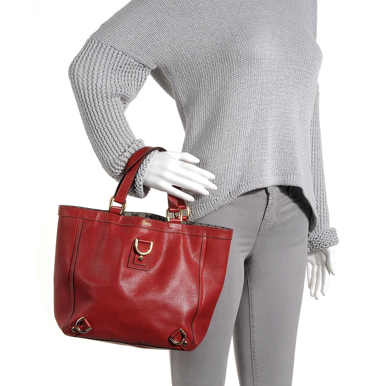 Gucci Leather Abbey Tote Red 2 of 11