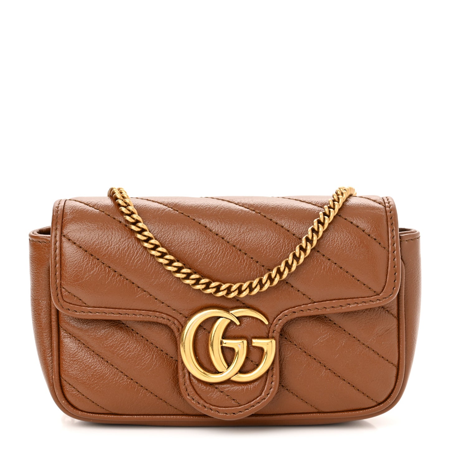 Azalea Calfskin Matelasse Diagonal Super Mini GG Marmont Shoulder Bag Cuir