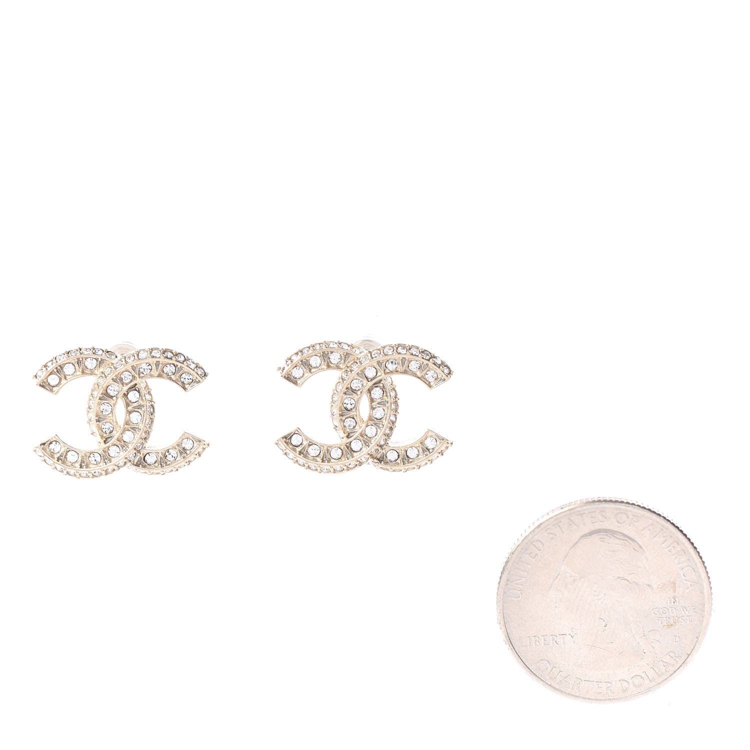 Chanel Crystal Timeless CC Earrings Light Gold 2 of 5