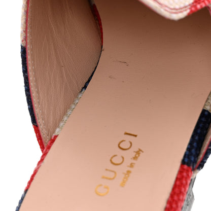 Gucci Canvas Sylvie Stripe Womens Princetown Slippers 38.5 Mystic White Hibiscus Red Maritime 9 of 11