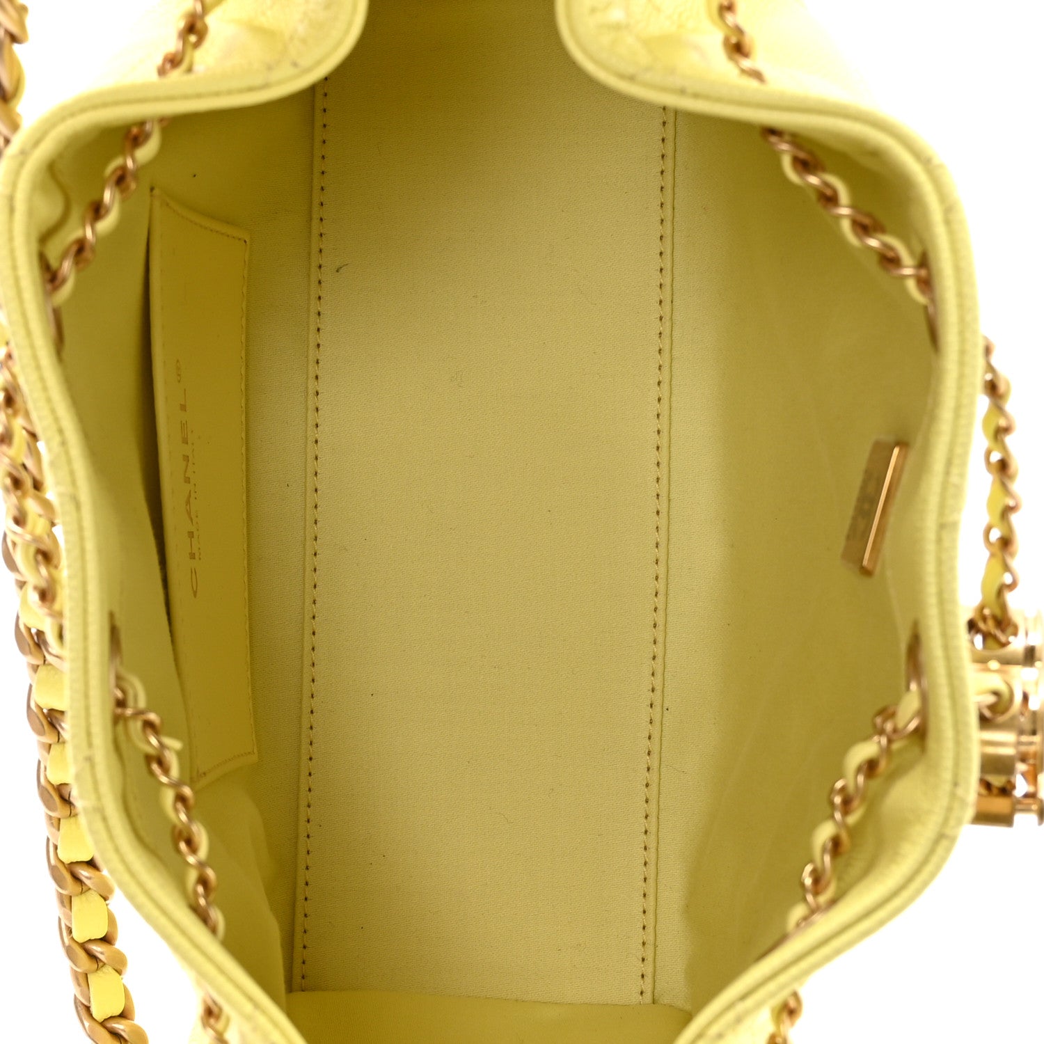 Chanel Caviar Quilted Mini Chanel 25 Handbag Light Yellow 5 of 10