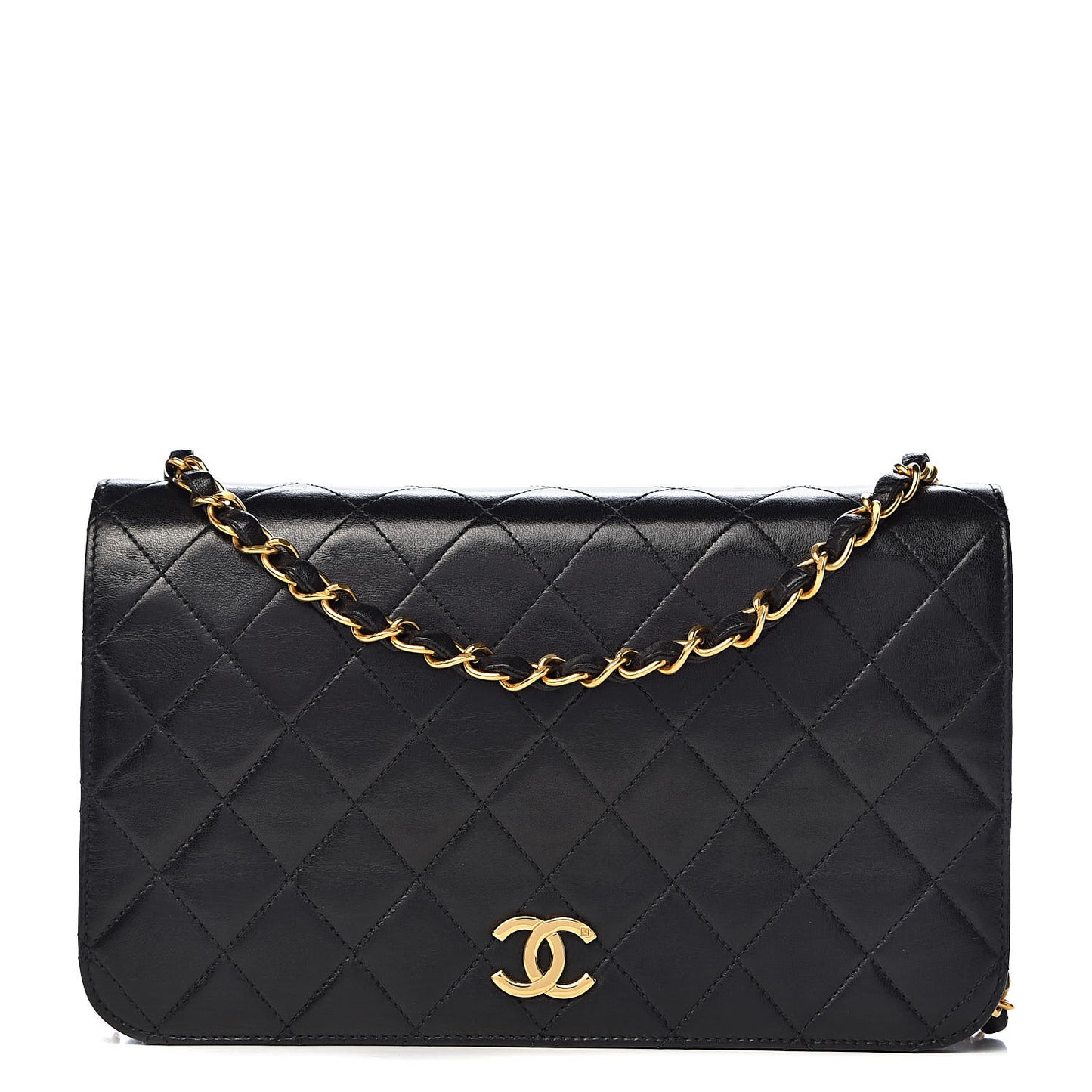 Lambskin Quilted Small Single Flap Bag Black