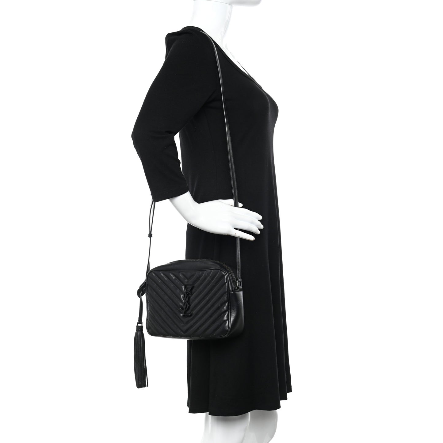 Calfskin Matelasse Monogram Monochrome Lou Camera Bag Black