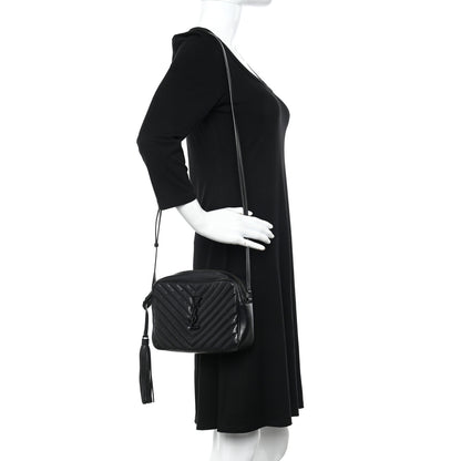 Saint Laurent Calfskin Matelasse Monogram Monochrome Lou Camera Bag Black 2 of 18