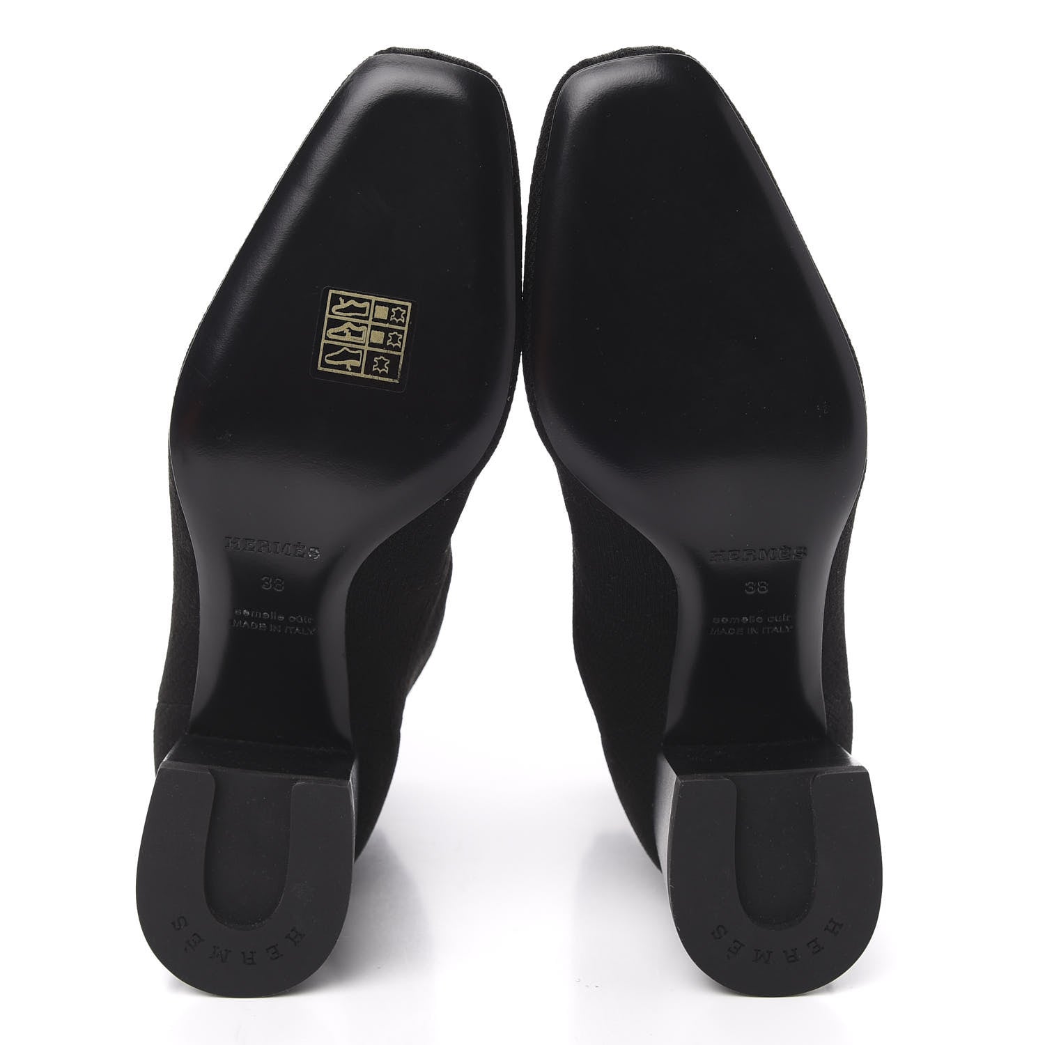 Hermes Knit Calfskin Volver Ankle Boots 38 Black 5 of 9