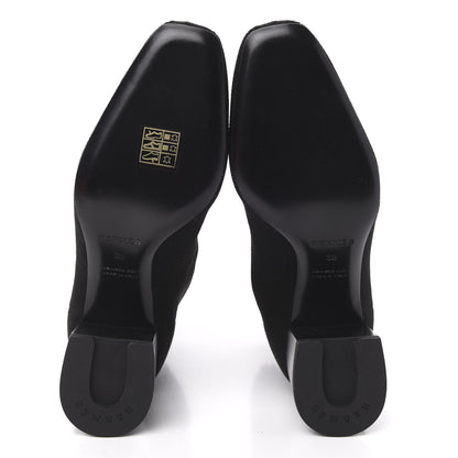 Hermes Knit Calfskin Volver Ankle Boots 38 Black 5 of 9