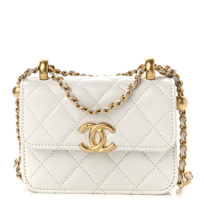 Chanel Calfskin Quilted Perfect Fit Coin Purse With Chain White 1 of 12