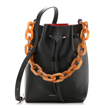 Mansur Gavriel Calfskin Twist Drawstring Bucket Bag Black Flamma 1 of 9