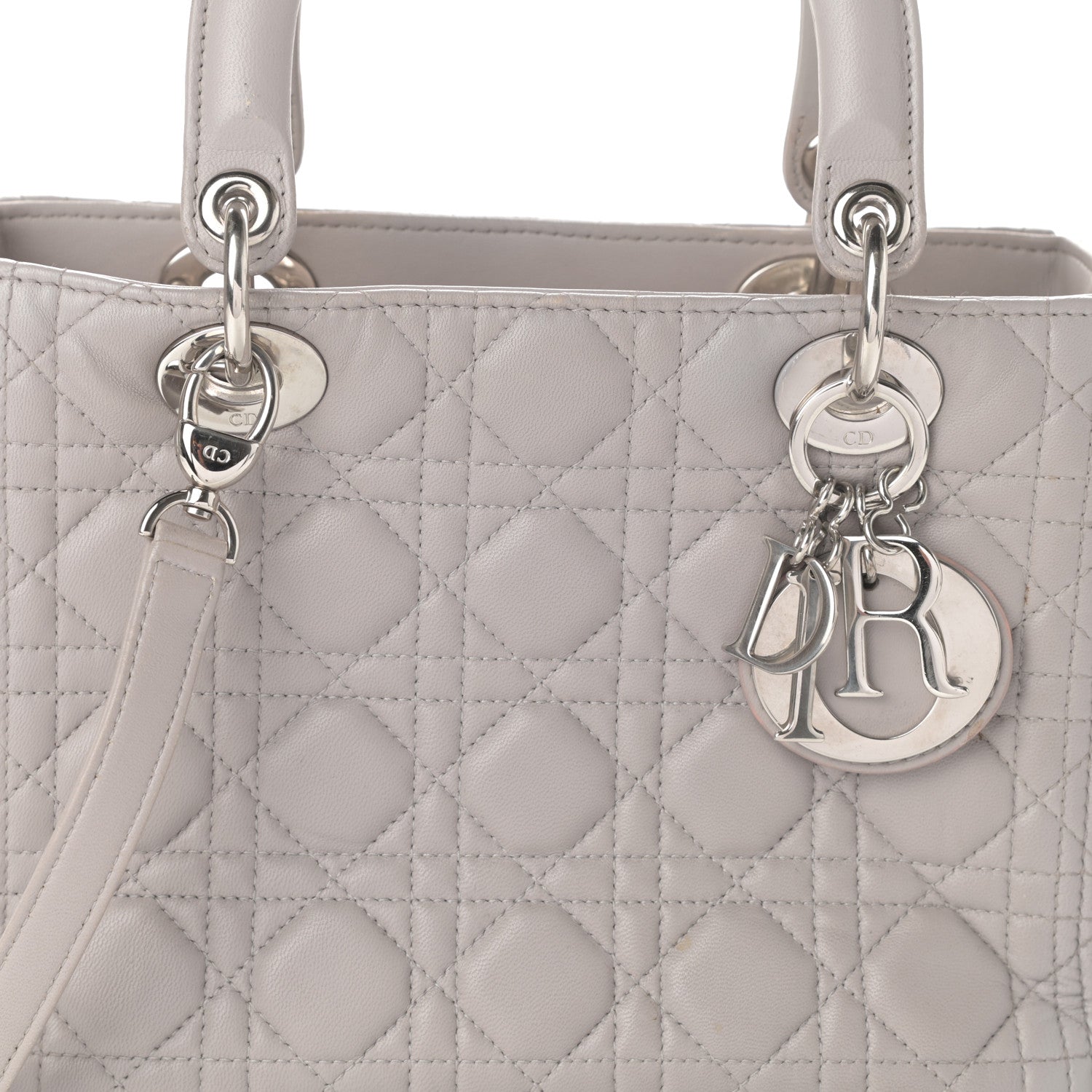 Christian Dior Lambskin Cannage Medium Lady Dior Grey 7 of 9