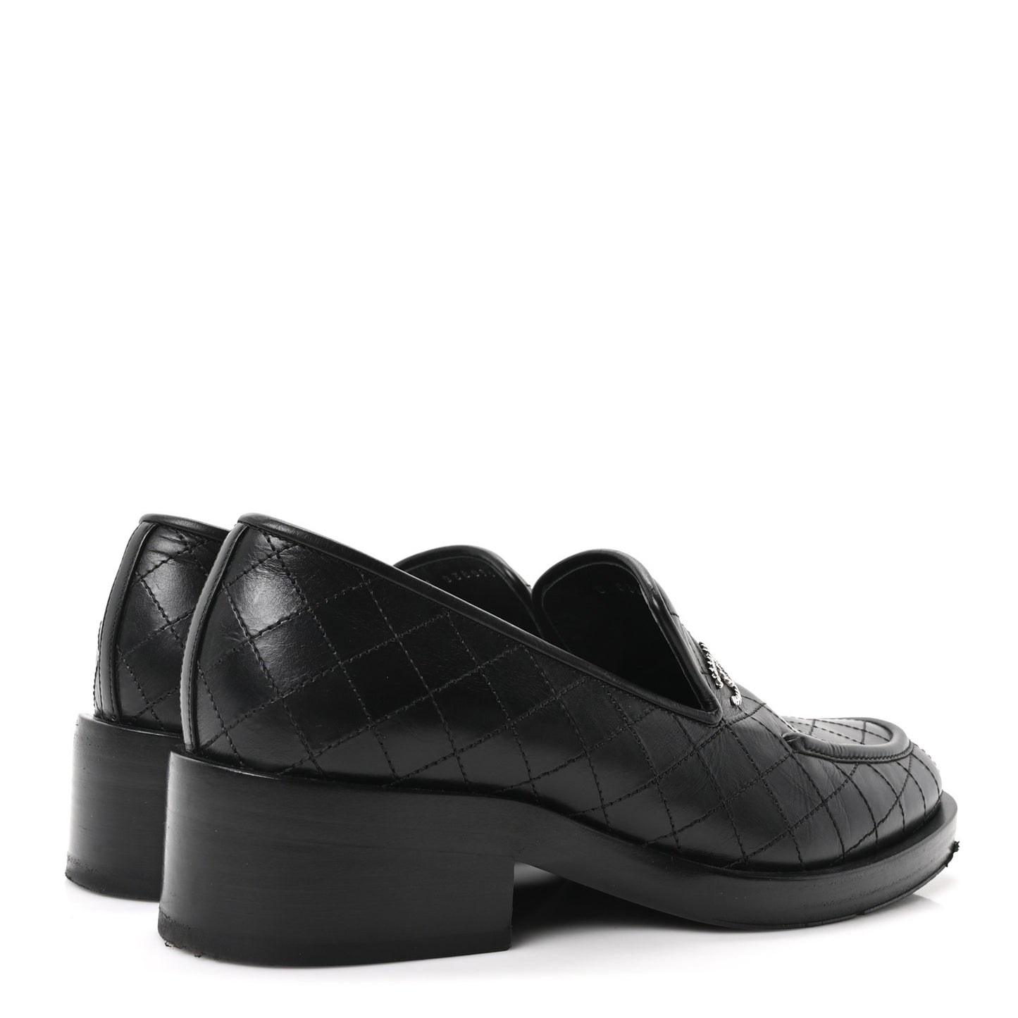 Calfskin Stitched CC Loafers 39.5 Black