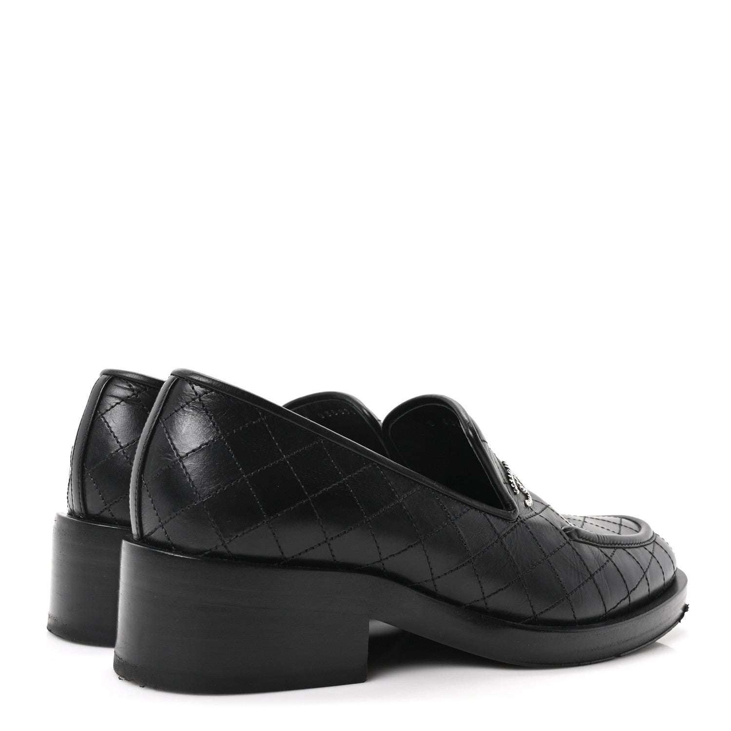 Chanel Calfskin Stitched CC Loafers 39.5 Black 5 of 10