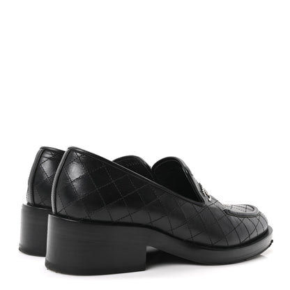 Chanel Calfskin Stitched CC Loafers 39.5 Black 5 of 10