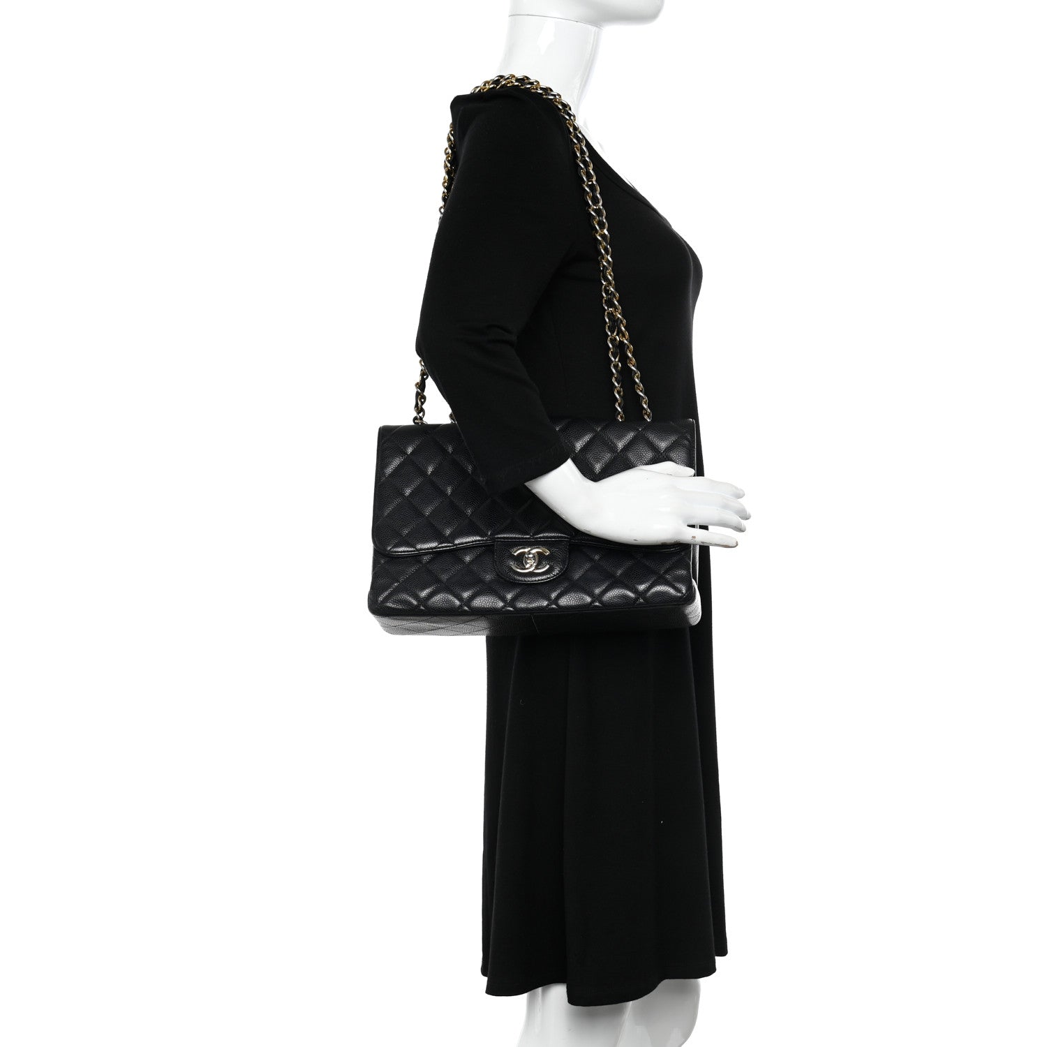Chanel Caviar Quilted Jumbo Single Flap Black 2 of 11