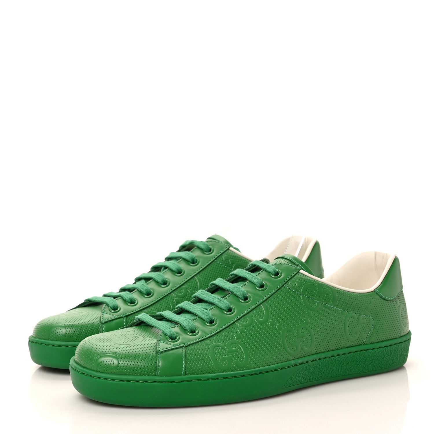 Gucci Calfskin GG Tennis Embossed Mens Ace Sneakers 8 New Shamarock 3 of 10