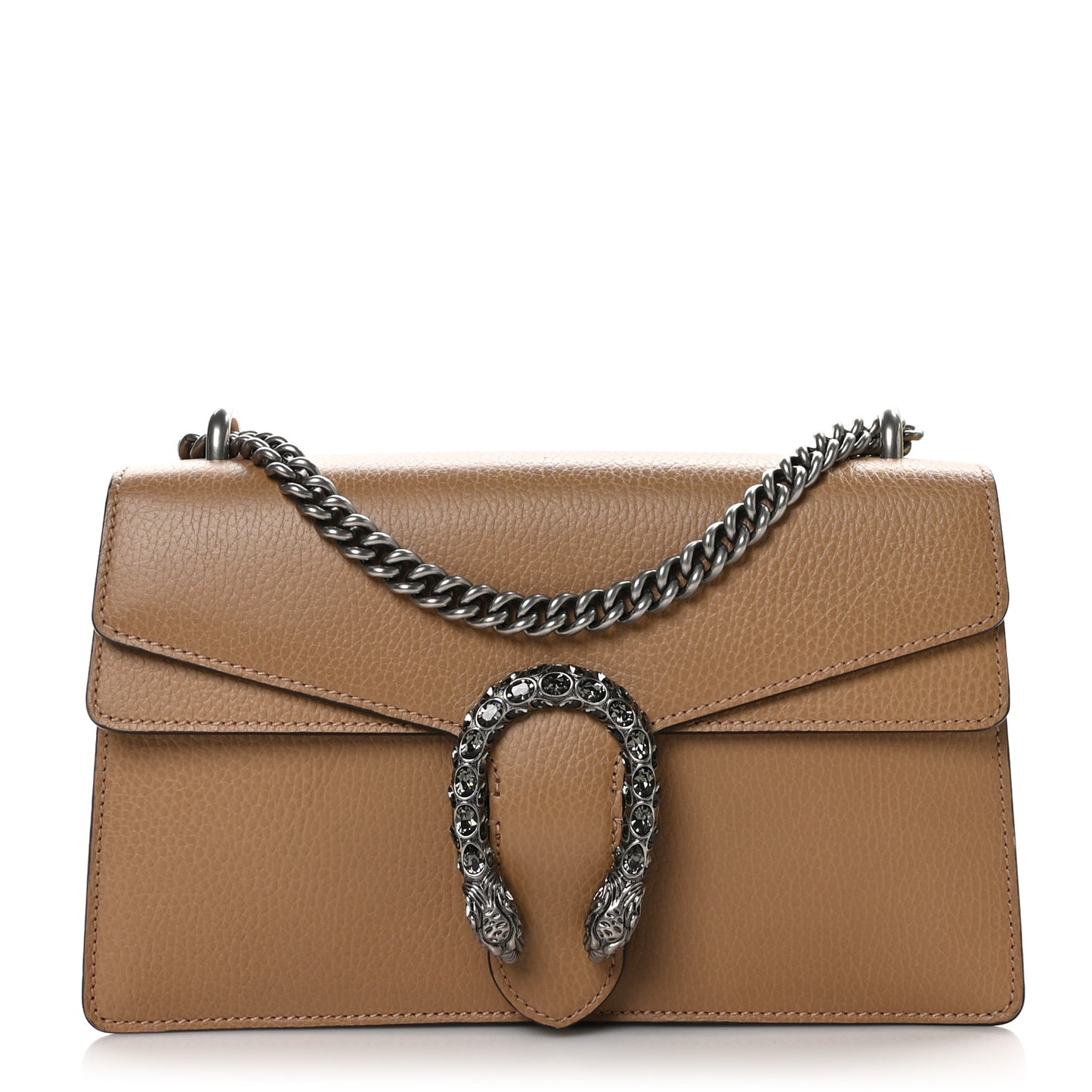 Dollar Calfskin Crystal Small Dionysus Shoulder Bag Natural Tan Black Diamond