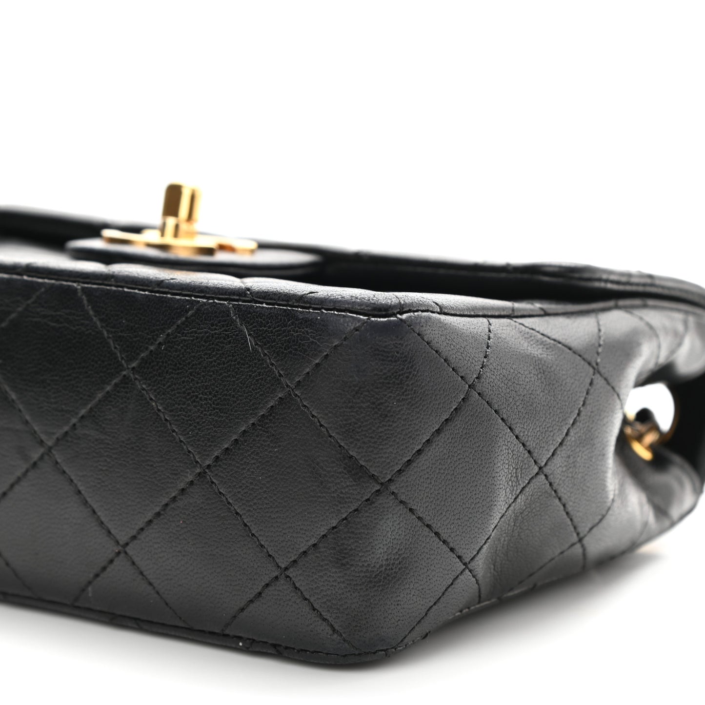 Lambskin Quilted Mini Square Flap Bag Black