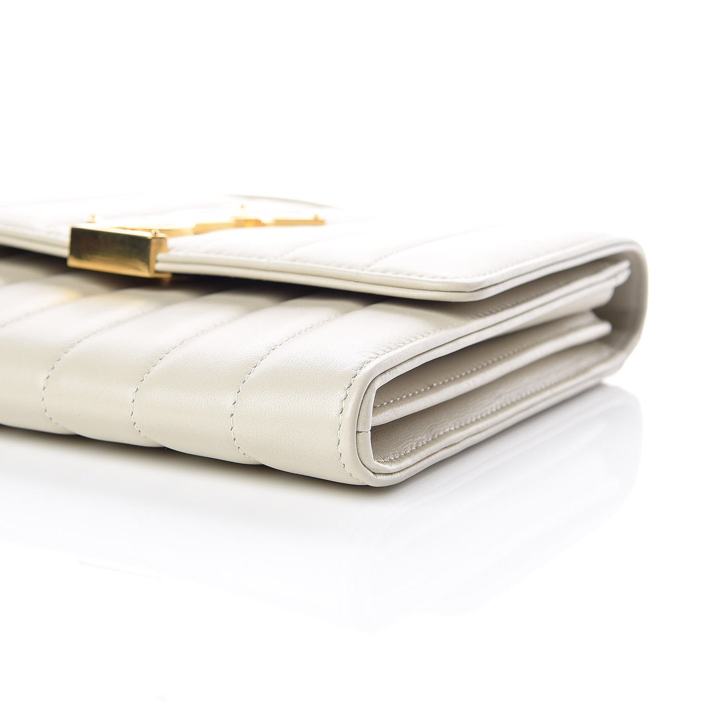 Lambskin Matelasse Monogram Vicky Chain Wallet Off White