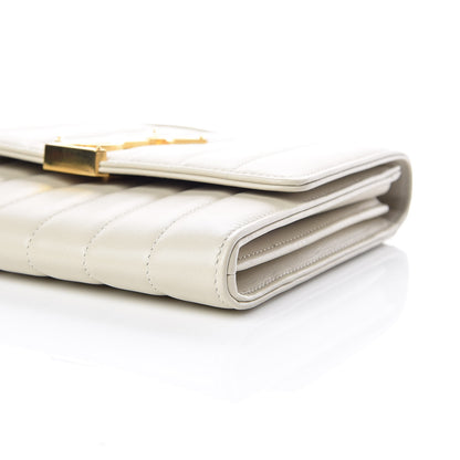 Saint Laurent Lambskin Matelasse Monogram Vicky Chain Wallet Off White 6 of 11