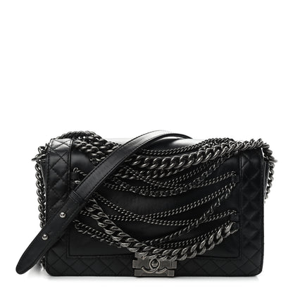 Chanel Calfskin Enchained New Medium Boy Flap Black 1 of 11