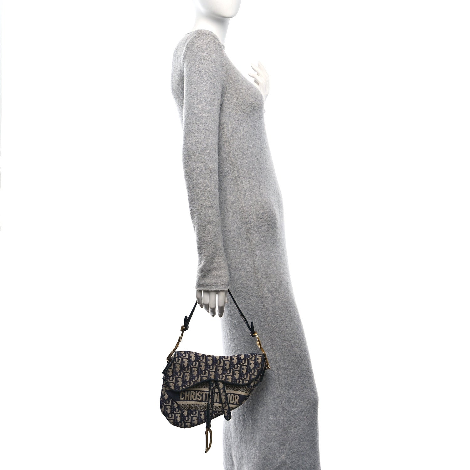 Christian Dior Oblique Embroidered Saddle Bag Blue 2 of 10