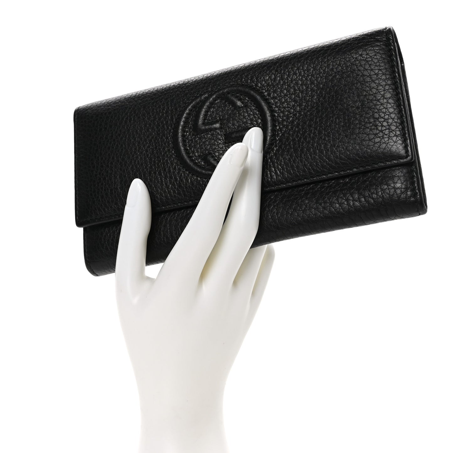Pebbled Calfskin Large Soho Continental Wallet Black