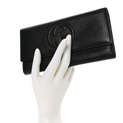 Gucci Pebbled Calfskin Large Soho Continental Wallet Black 2 of 9