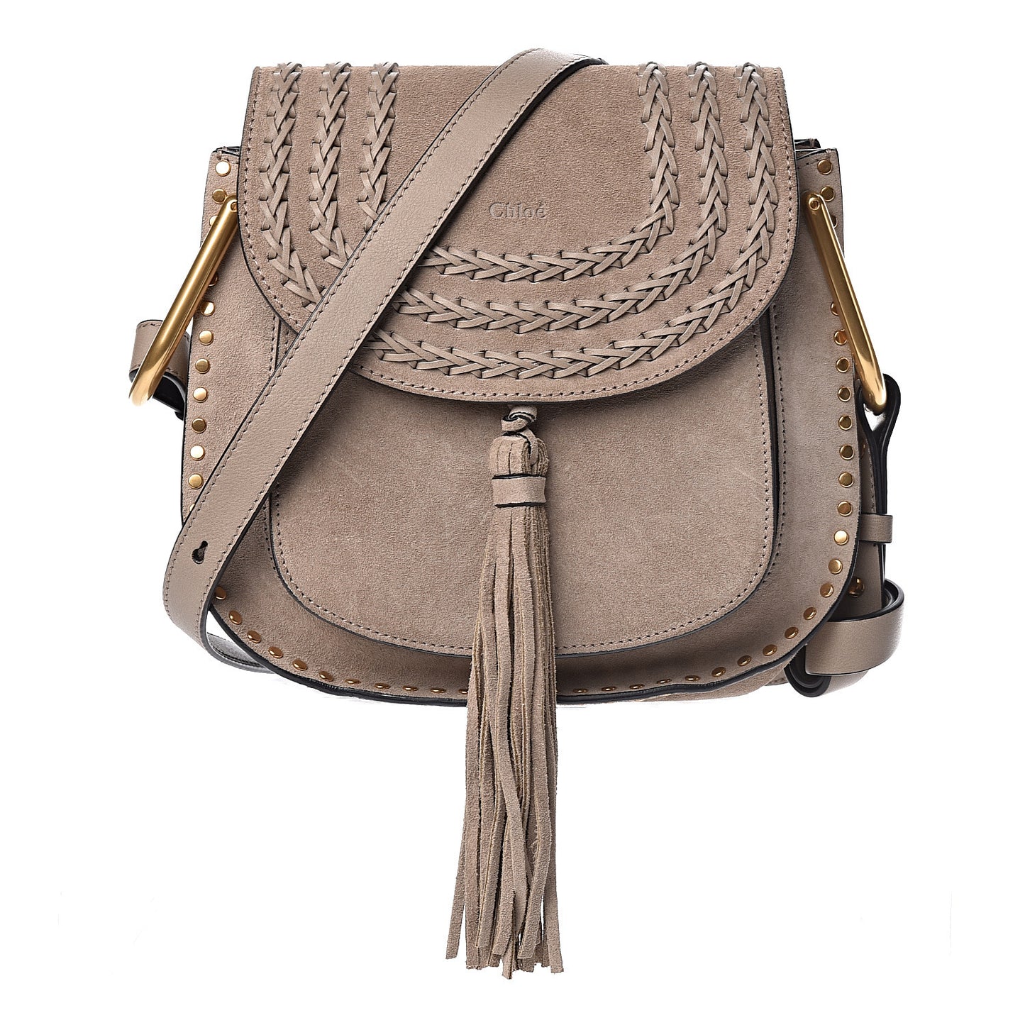 Suede Braided Small Hudson Shoulder Bag Motty Grey