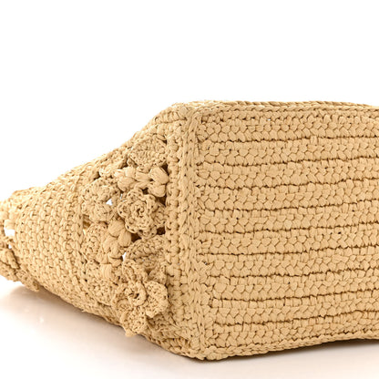 Christian Dior Woven Raffia Floral Embellished Small Book Tote Natural 12 of 13