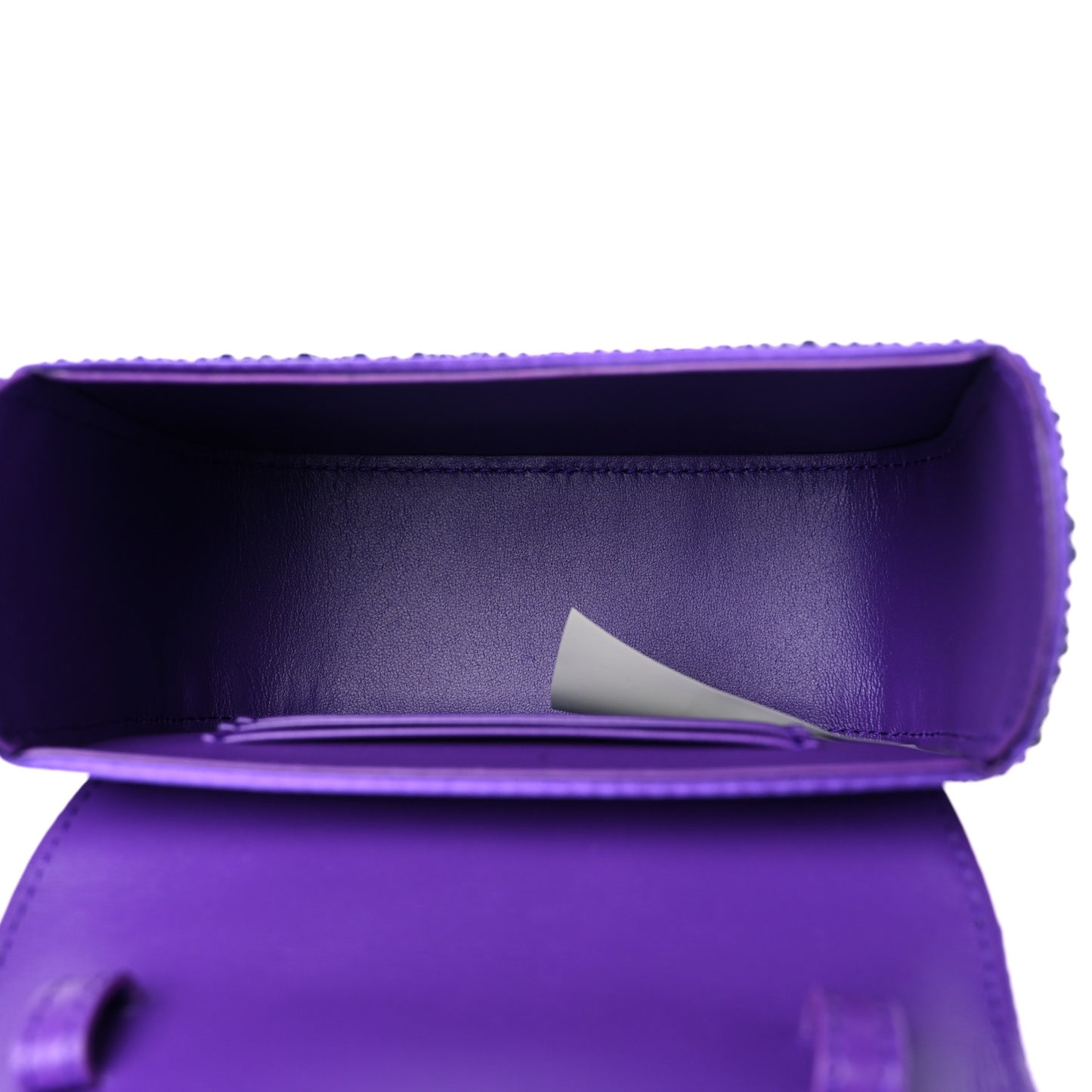 Satin Crystal Studded Mini La Medusa Bag Purple