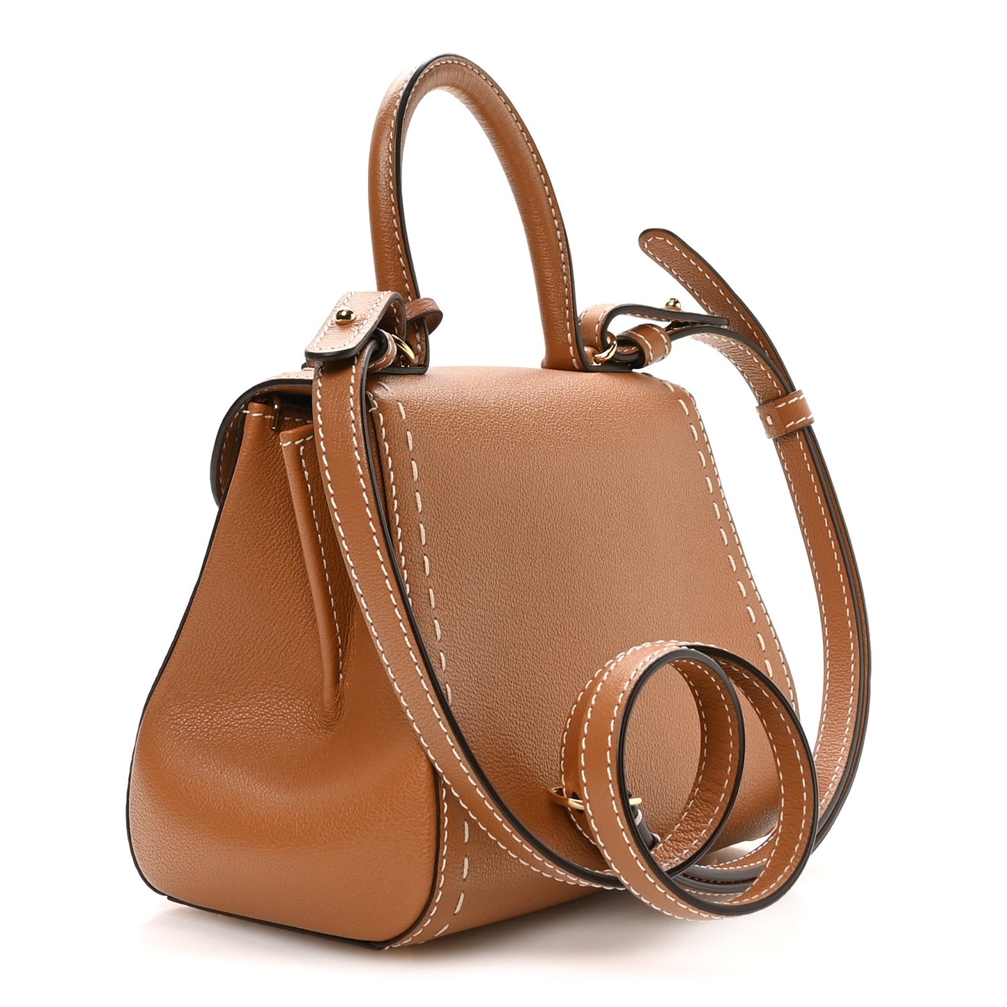 Grained Rodeo Calfskin Surpique Mini Brillant Satchel Vegetal Ivory