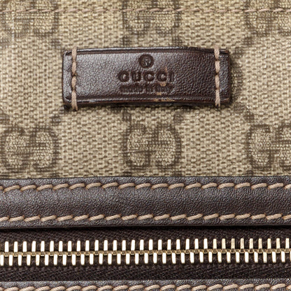 Gucci GG Supreme Monogram Selleria Calfskin Small Flat Side Zip Messenger Bag Beige Ebony Cocoa Dark Chocolate 8 of 11