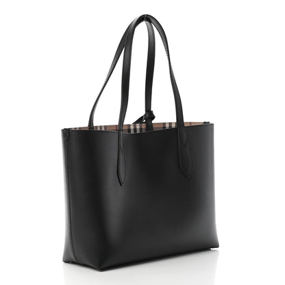 Burberry Grainy Calfskin Haymarket Check Small Reversible Tote Black 4 of 9
