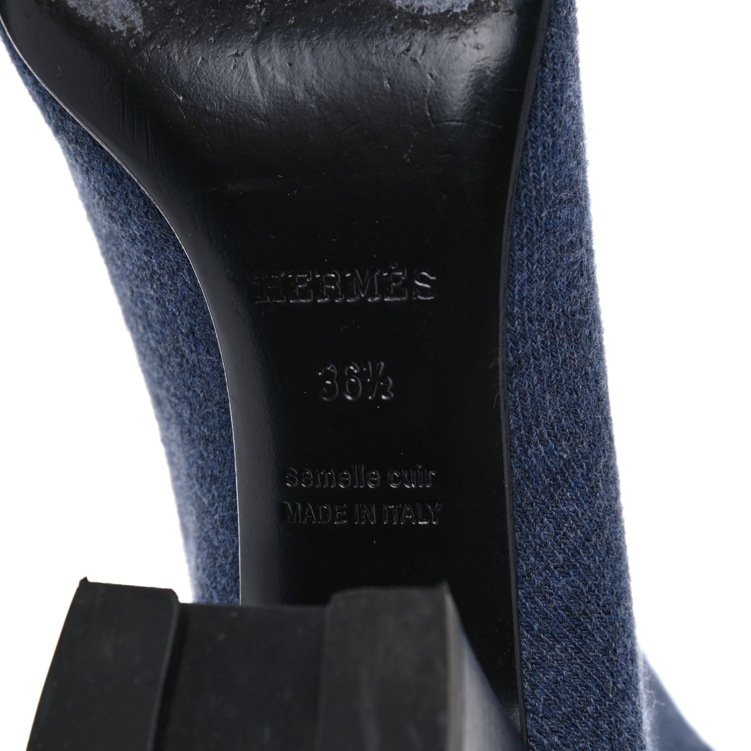 Hermes Knit Calfskin Volver Ankle Boots 36.5 Bleu Fonce 6 of 15