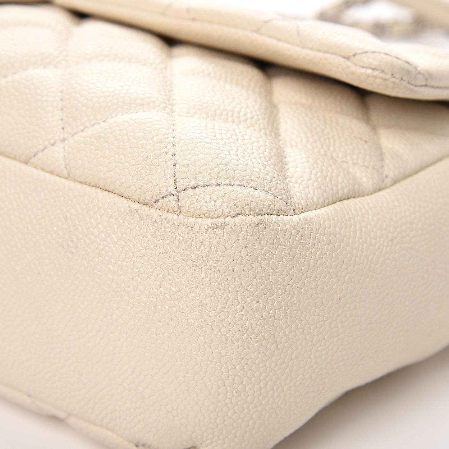 Caviar Quilted Jumbo Easy Flap Dark White