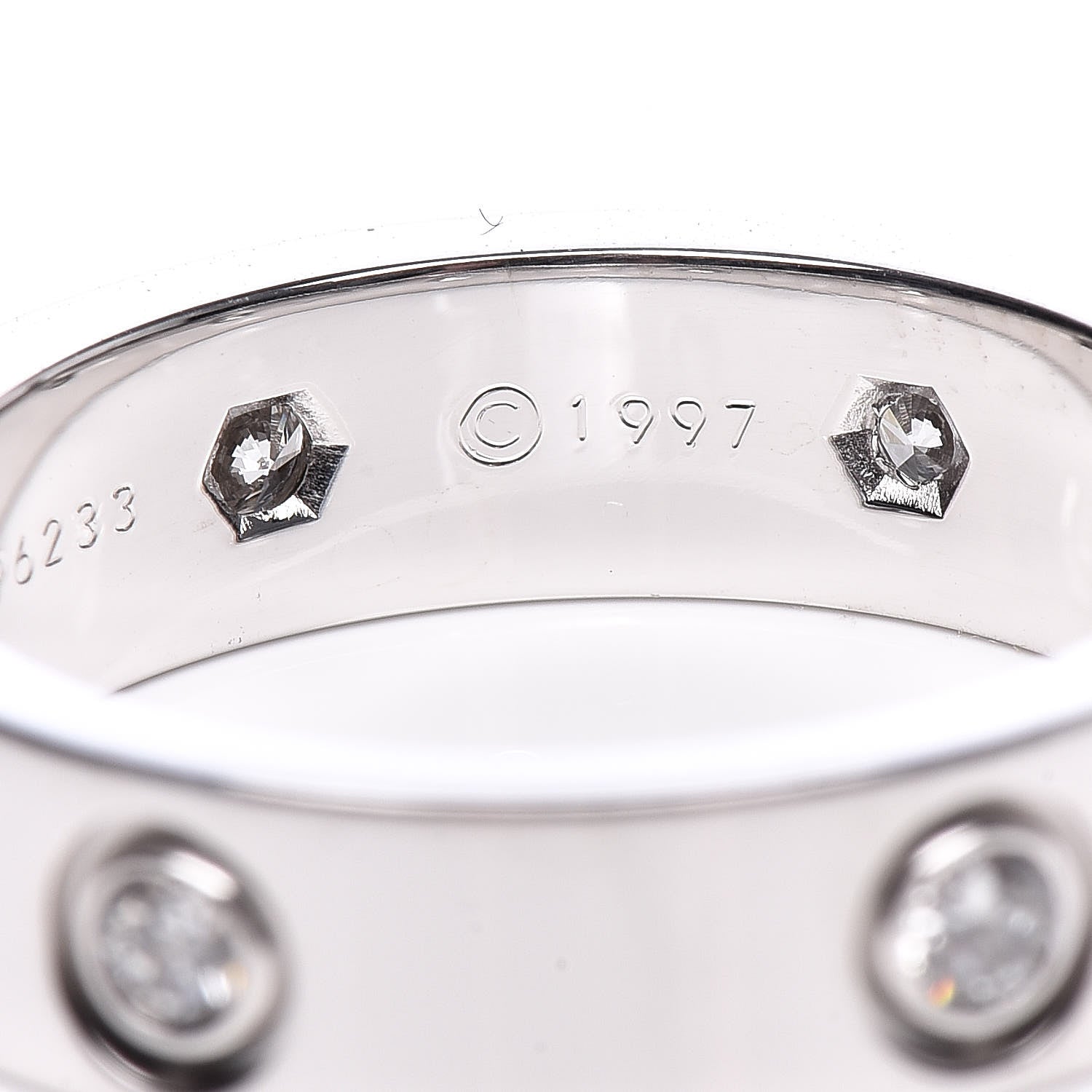 Cartier 18K White Gold 6 Diamond 5.5mm LOVE Ring 58 8.25 7 of 7