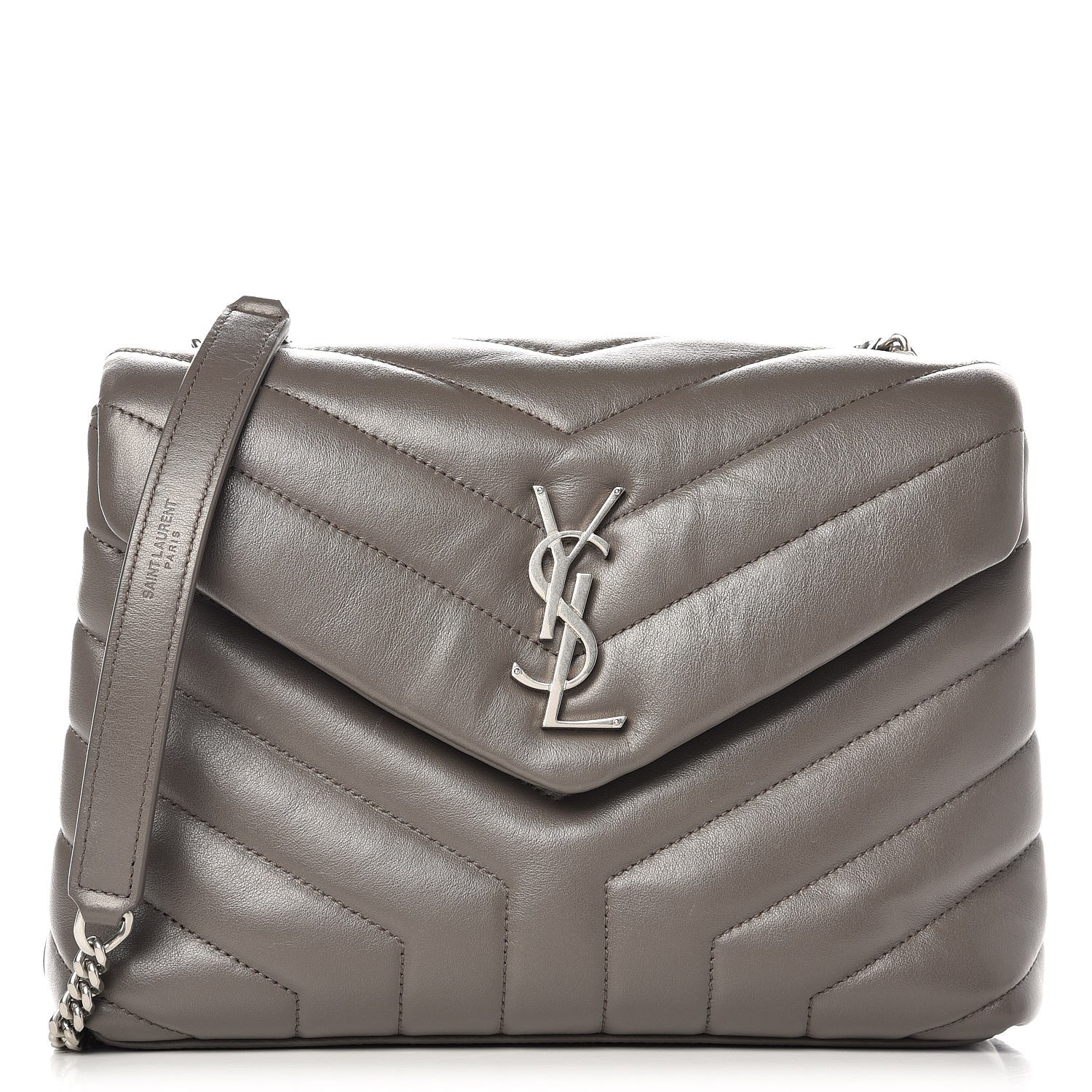 Saint Laurent Calfskin Y Quilted Monogram Small Loulou Chain Satchel Earth 1 of 9