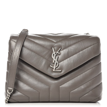 Saint Laurent Calfskin Y Quilted Monogram Small Loulou Chain Satchel Earth 1 of 9