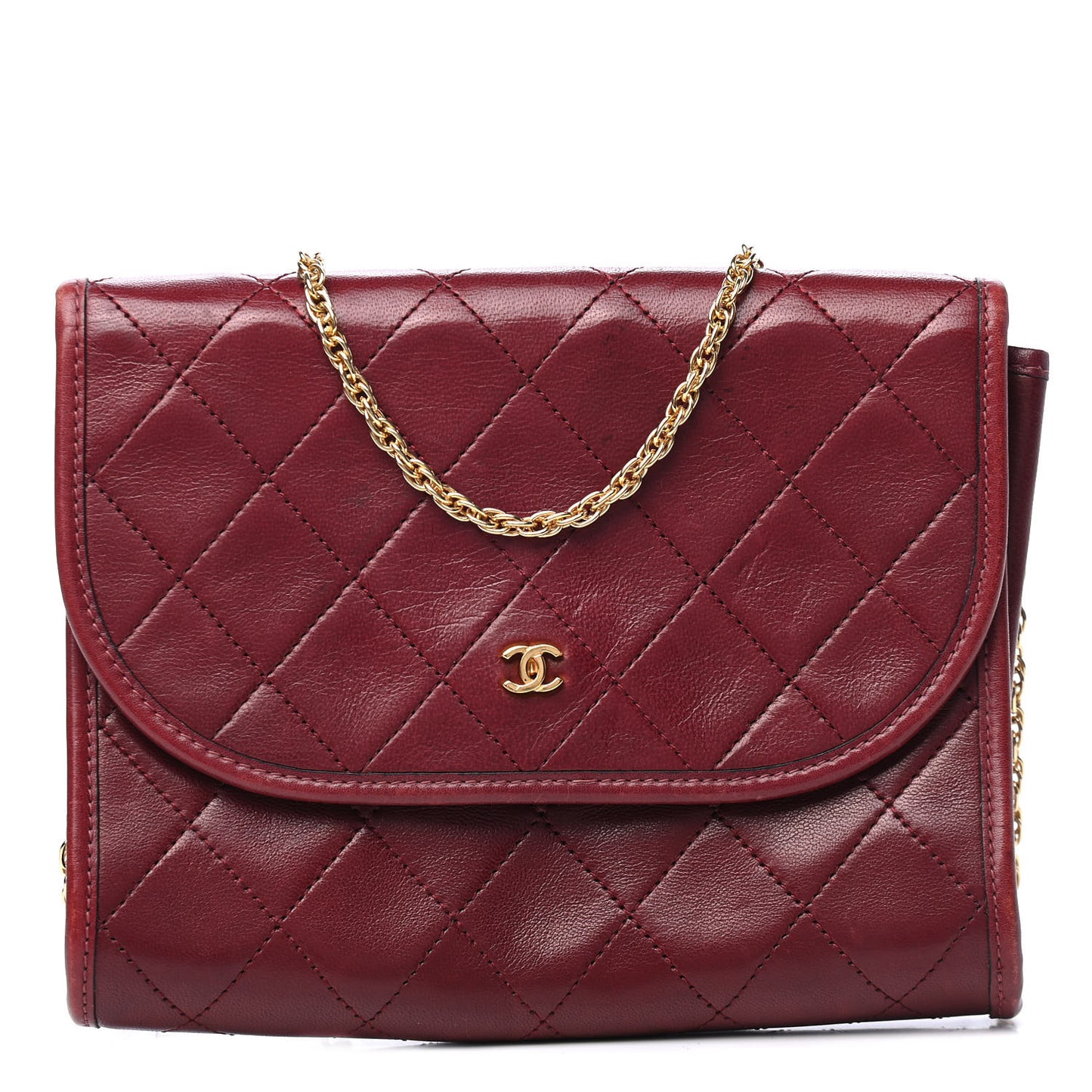 Lambskin Quilted CC Flap Burgundy