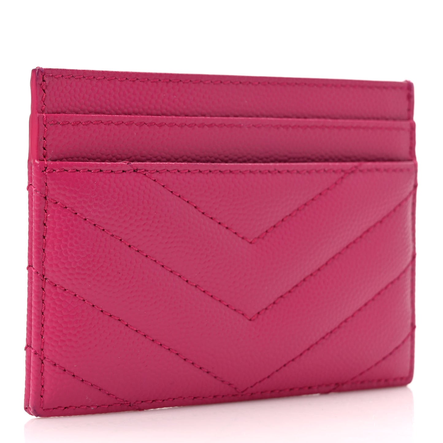 Grain De Poudre Matelasse Chevron Monogram Credit Card Case Fresh Fuxia