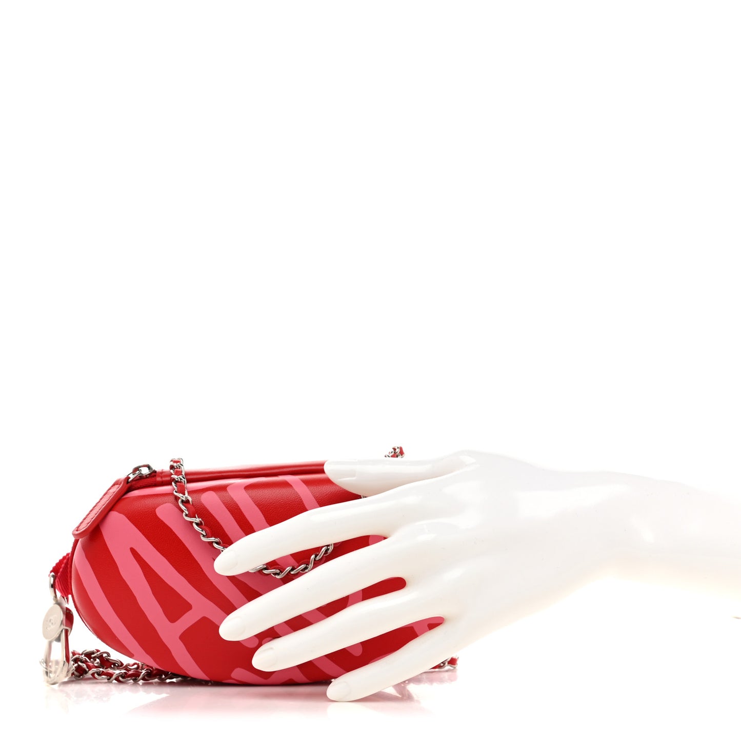 Lambskin Printed Coco Neige Glasses Case with Chain Pink