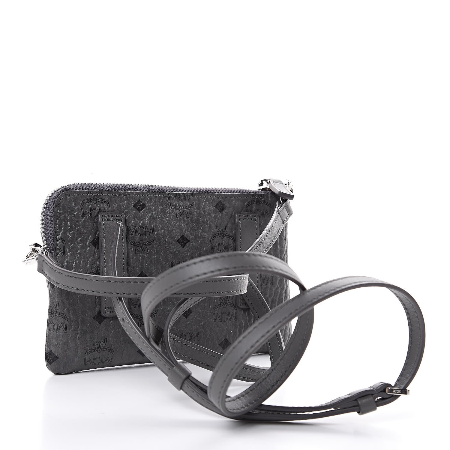 MCM Visetos Crossbody Tech Pouch Grey 3 of 10