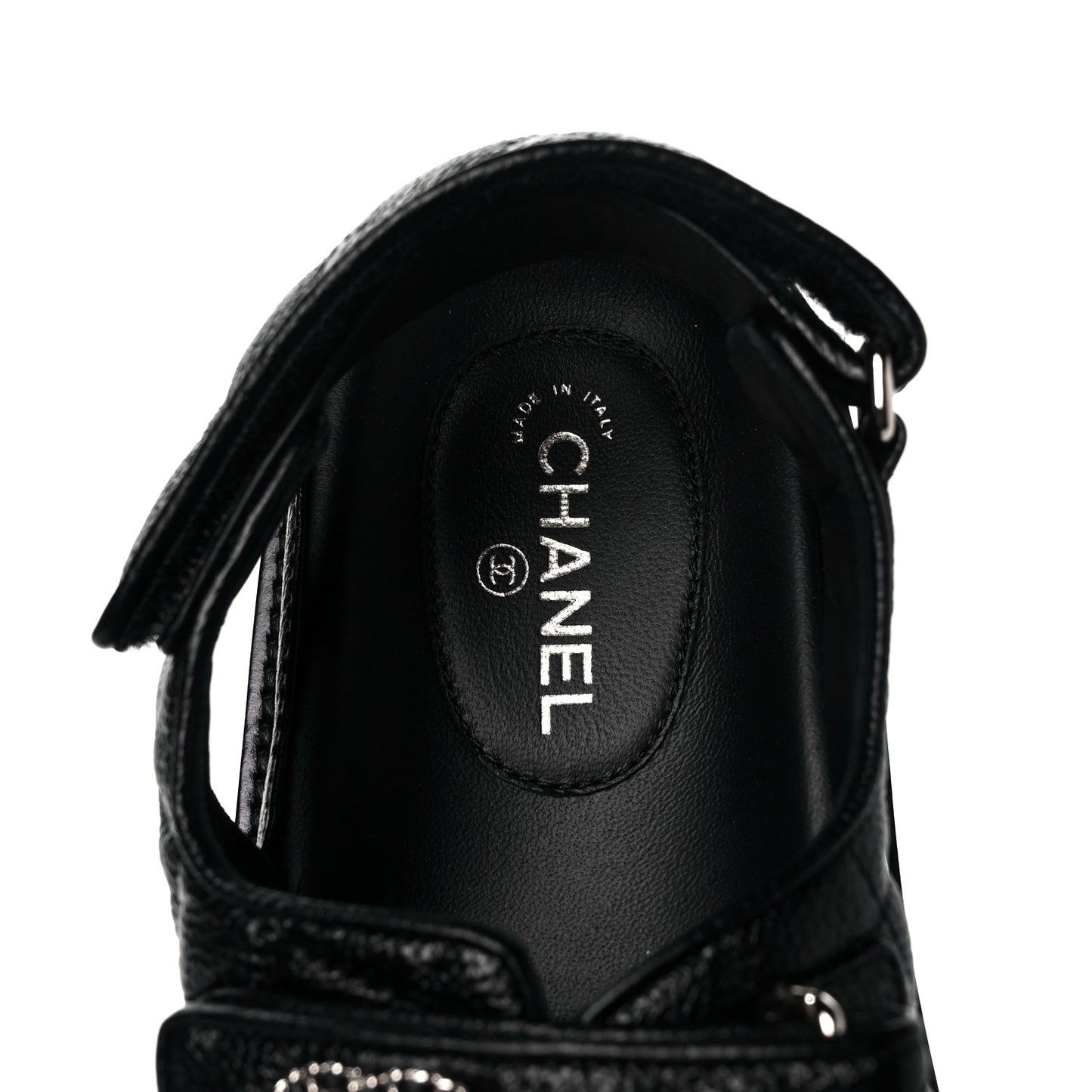 Grained Calfskin Velcro Dad Sandals 37.5 Black