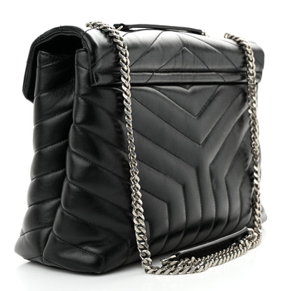 Saint Laurent Calfskin Y Quilted Monogram Medium Loulou Chain Satchel Black 3 of 14